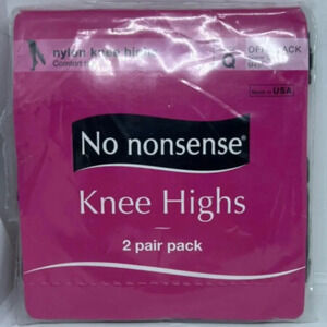 No Nonsense Nylon Knee Highs Comfort Top Size Q Off Black Sheer Toe 2 Pair Pack​